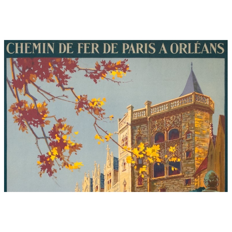 Affiche ancienne de voyage - Pierre Commarmont - 1930 - château de nantes - 100 par 62.5 cm - Vue 2