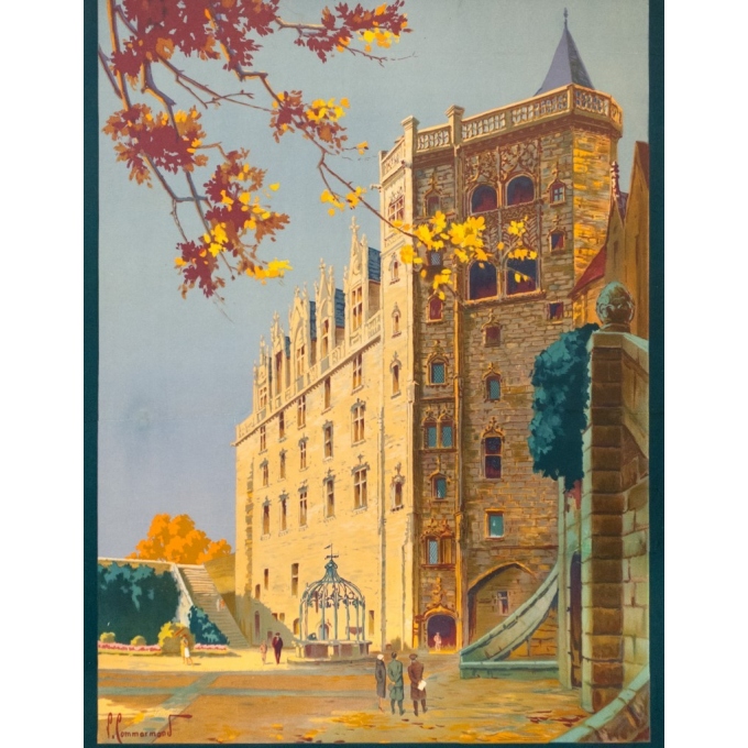 Affiche ancienne de voyage - Pierre Commarmont - 1930 - château de nantes - 100 par 62.5 cm - Vue 3