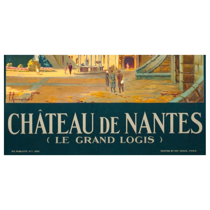 Vintage travel poster - Pierre Commarmont - 1930 - château de nantes - 39.4 by 24.6 inches - view 4