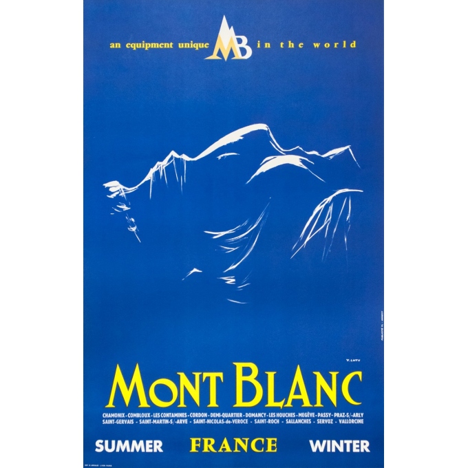 Vintage travel poster - Y.Laty - Ca 1960 - Mont Blanc- - 38.4 by 24.8 inches