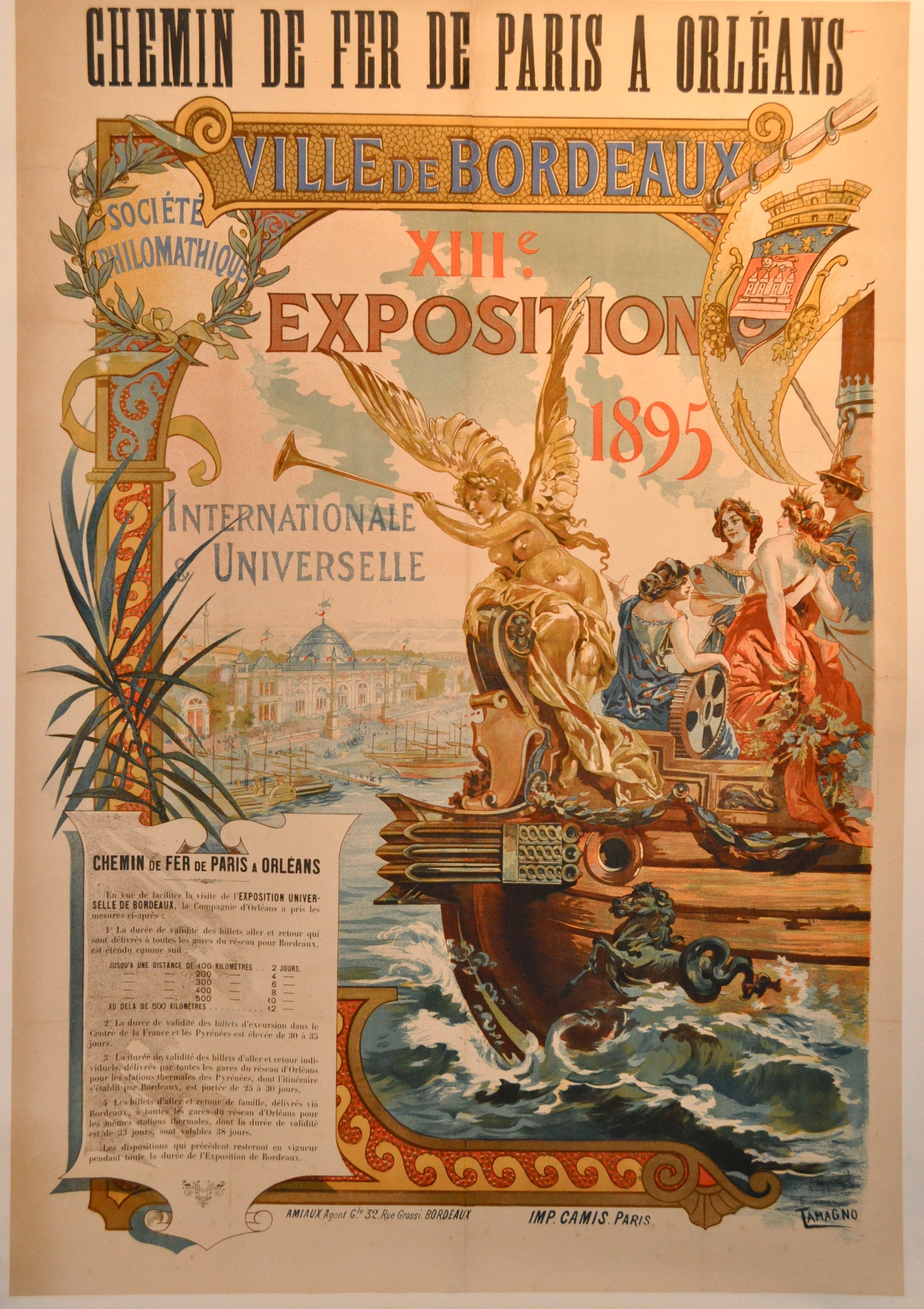Bordeaux Affiche chemin de fer Paris Orléans