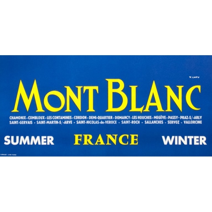 Vintage travel poster - Y.Laty - Ca 1960 - Mont Blanc- - 38.4 by 24.8 inches - View 4