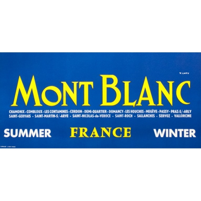 Vintage travel poster - Y.Laty - Ca 1960 - Mont Blanc- - 38.4 by 24.8 inches - View 4