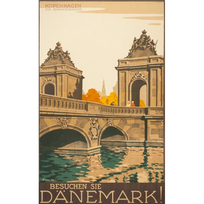 Affiche ancienne de voyage - Danemark-Kopenhaguen - 98 par 61 cm