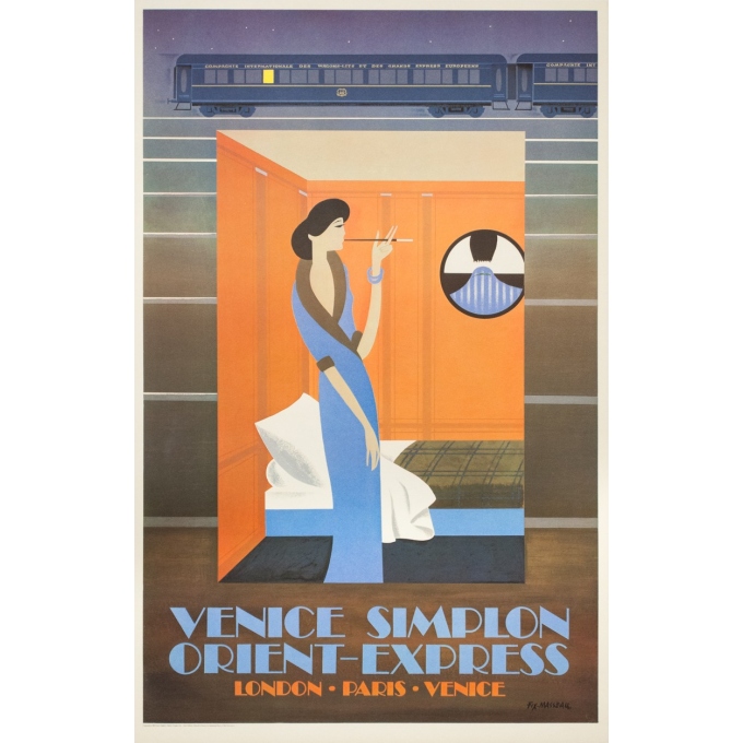 Vintage travel poster - Pierre Fix masseau  - 1980 - Venise-simplon-Orient express- - 38.8 by 24.6 inches