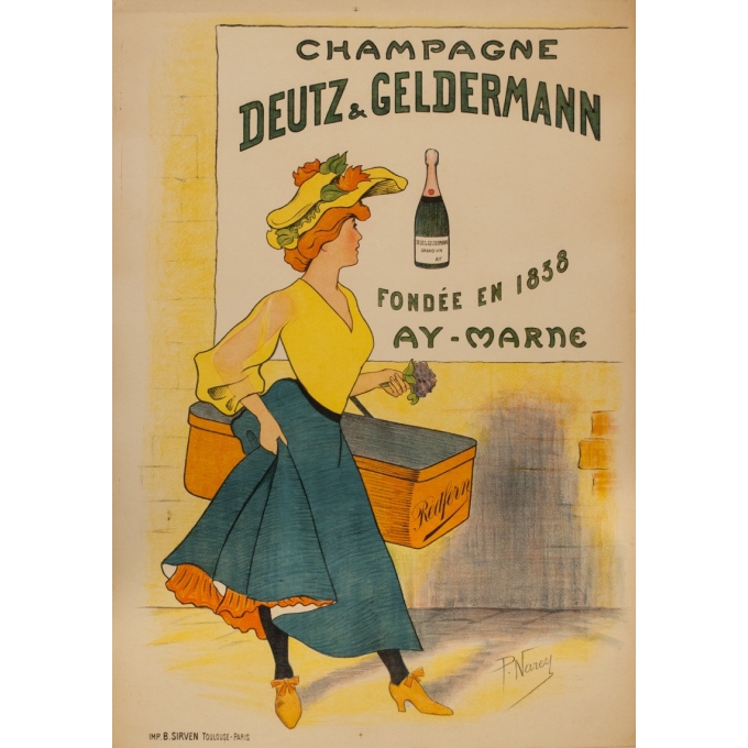 Affiche ancienne de publicité - P.Narey - 1900 - Champagne Deutz & Geldermann - 106 par 75 cm