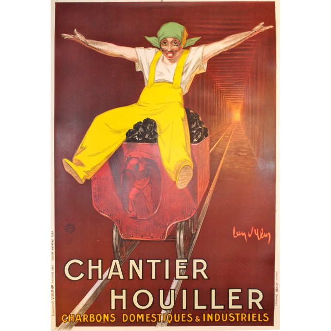 affiche chantier houiller charbons domestiques et industriels. Elbé Paris