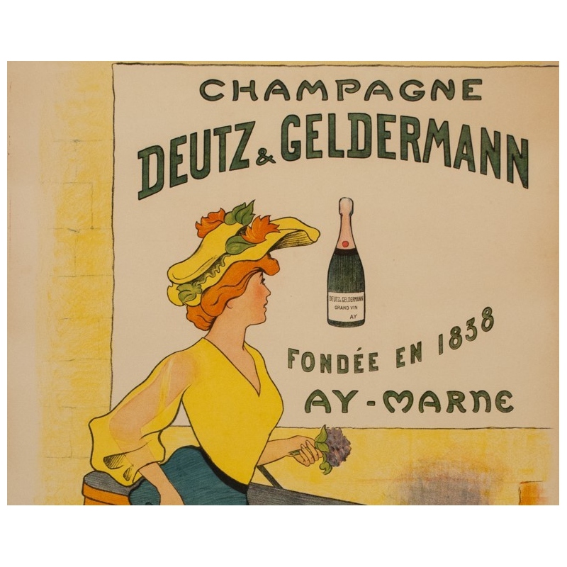 Affiche ancienne de publicité - P.Narey - 1900 - Champagne Deutz & Geldermann - 106 par 75 cm - Vue 2