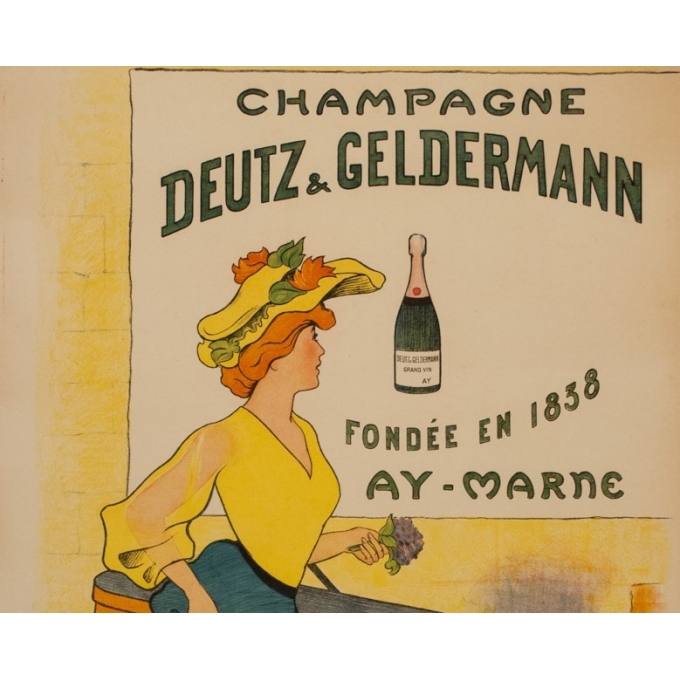 Affiche ancienne de publicité - P.Narey - 1900 - Champagne Deutz & Geldermann - 106 par 75 cm - Vue 2