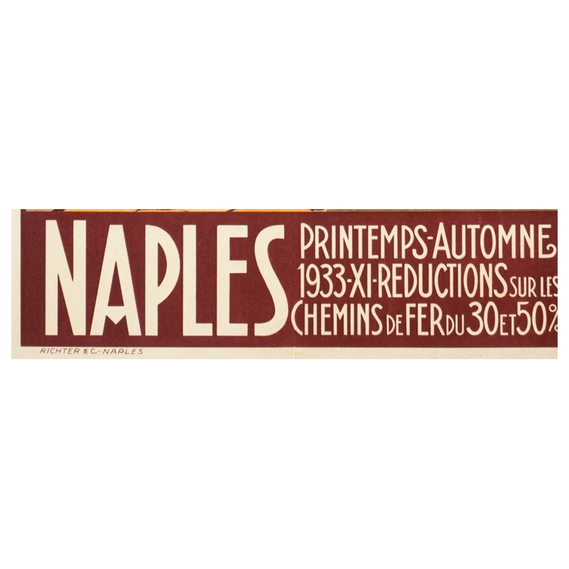 Affiche ancienne de voyage - Hugo d'Alési - 1900 - Italie Naples - 101 par 76 cm - Vue 2