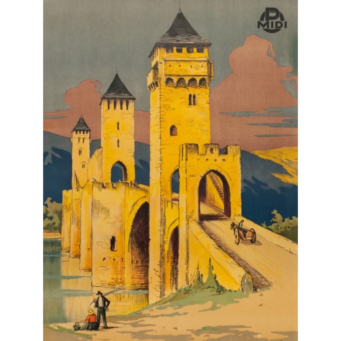 Vintage travel poster - Hallo - 1928 - Cahors France - 40.9 by 26.8 inches - View 3