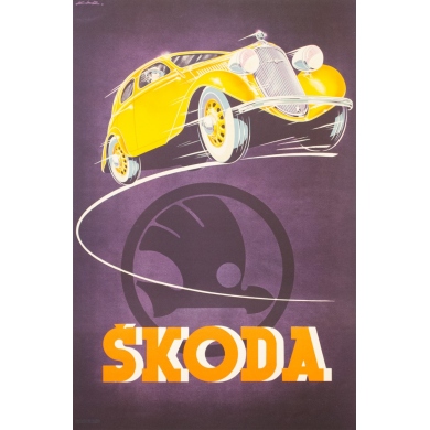 Vintage advertising poster - Kar - 1930 - Skoda-automobile- - 36.6 by 24.2 inches