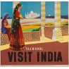 Affiche ancienne de voyage -  - Circa 1950 - Tajmahal Visit India - 102 par 63 cm - Vue 3