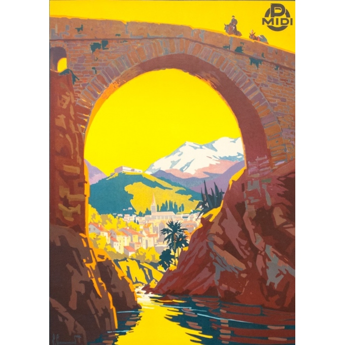 Affiche ancienne de voyage - Pierre Comarmont - 1930 - Amélie les bains - 100 par 62 cm - Vue 3 Affiche ancienne de voyage - Pierre Comarmont - 1930 - Amélie les bains - 100 par 62 cm - Vue 3