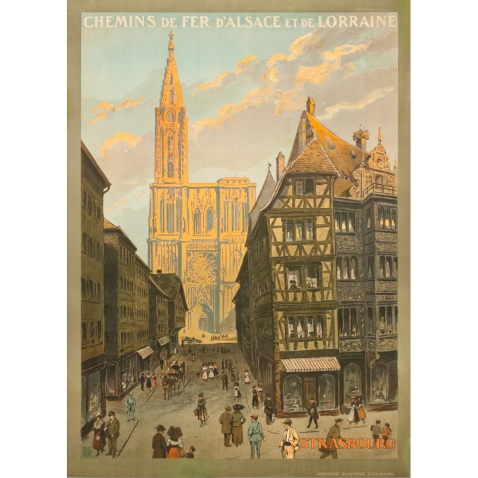 Vintage travel poster - Monograme G - 1920 - Strasbourg rue Mercier - 41.3 by 29.9 inches Vintage travel poster - Monograme G - 1920 - Strasbourg rue Mercier - 41.3 by 29.9 inches
