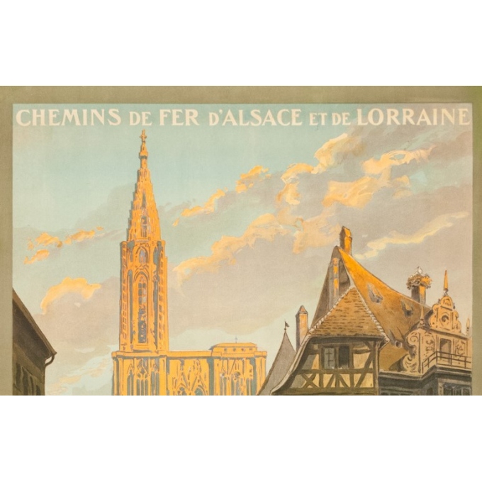 Affiche ancienne de voyage - Monograme G - 1920 - Strasbourg-rue Mercier  - 105 par 76 cm - Vue 2