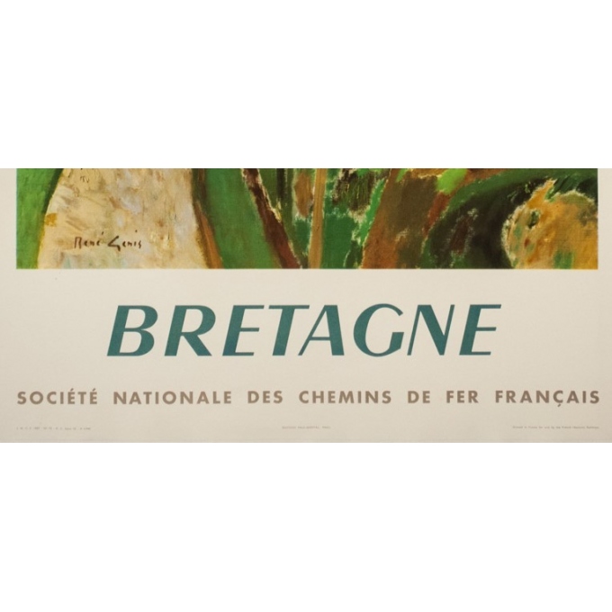 Affiche ancienne de voyage - René Jenis  - 1957- Bretagne- SNCF - 100 par 63 cm - Vue 3