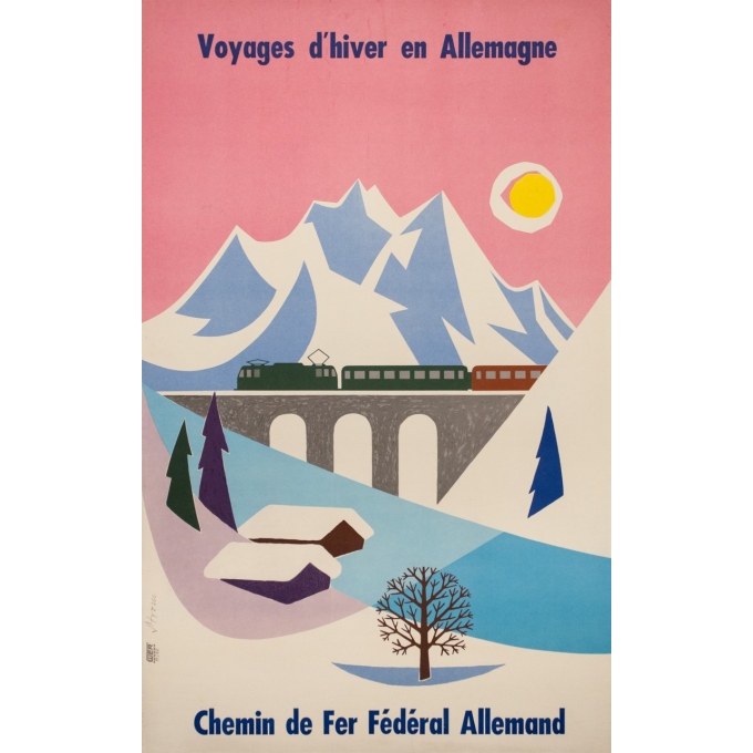 Affiche ancienne de voyage - Strom - 1960 - Voyage d'hiver en Allemagne - 100 par 63 cm