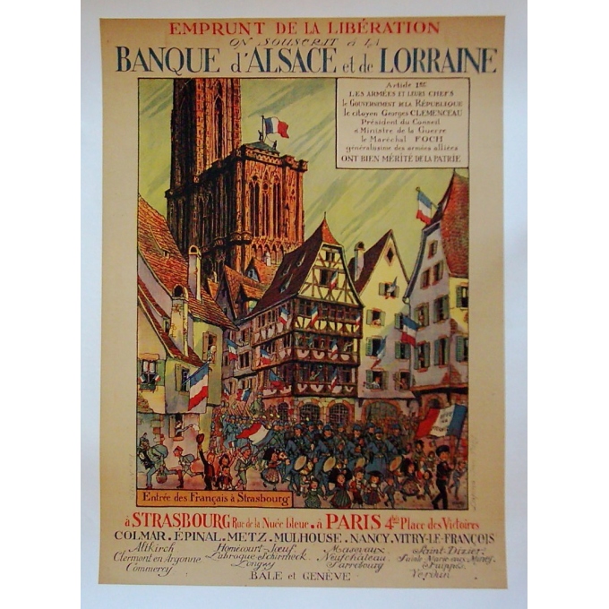 Emprunt de la libération Alsace Lorraine hansi - Affiche ancienne Elbé Paris