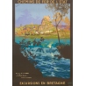 Affiche ancienne de voyage - Julien Lacaze - 1910 - Excursion en Bretagne - 104.5 par 74.5 cm