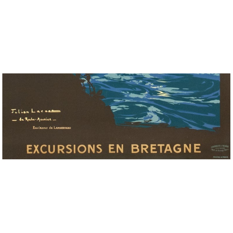 Vintage travel poster - Julien Lacaze - 1910 - Excursion en Bretagne France - 41.1 by 29.3 inches - View 3