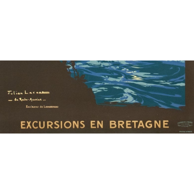 Affiche ancienne de voyage - Julien Lacaze - 1910 - Excursion en Bretagne - 104.5 par 74.5 cm - Vue 3