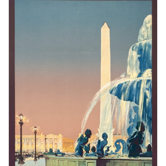 Vintage travel poster - Julien Lacaze  - 1935 - Paris, France - 39.4 by 24.6 inches - view 2