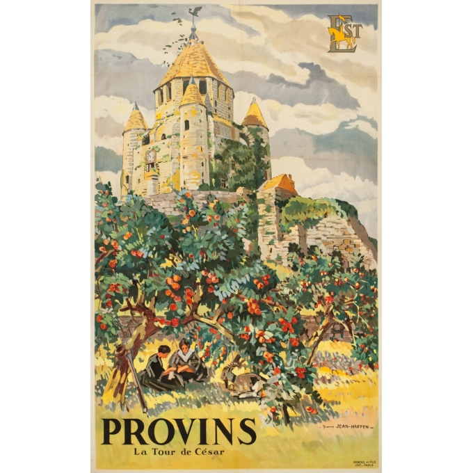 Vintage travel poster - Yvon Jean Haffen - 1920 - Provins La Tour de Cézar France - 39.4 by 24.4 inches