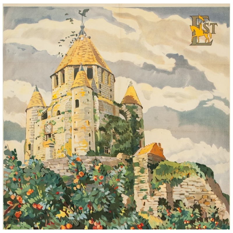 Affiche ancienne de voyage - Yvon Jean Haffen - 1920- Provins- La Tour de Cézar - 100 par 62 cm - Vue 2