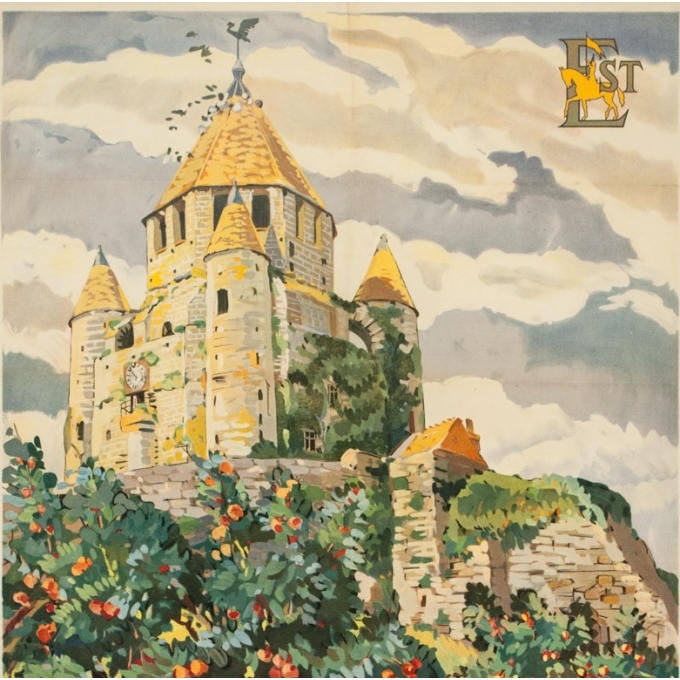 Vintage travel poster - Yvon Jean Haffen - 1920 - Provins La Tour de Cézar France - 39.4 by 24.4 inches - View 2