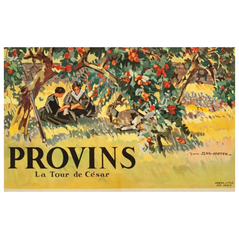 Vintage travel poster - Yvon Jean Haffen - 1920 - Provins La Tour de Cézar France - 39.4 by 24.4 inches - View 3