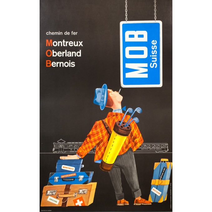 Vintage travel poster - anonyme  - Ca 1950 - Montreux-oberland-bernois-Suisse - 40 by 25.2 inches