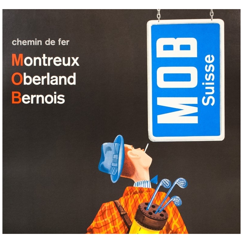 Affiche ancienne de voyage - anonyme  - 1950 - Montreux-oberland-bernois-Suisse - 101.5 par 64 cm - Vue 2