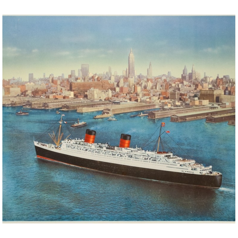 Vintage travel poster - anonyme - ca 1950 - Cunard-Etats-Unis- Canada - 47.2 by 25 inches - view 3