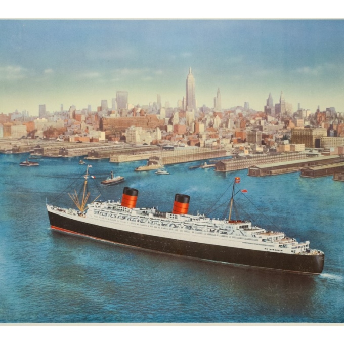Affiche ancienne de voyage - anonyme - 1950- Cunard Etats-Unis Canada - 120 par 63.5 cm - vue 3 Affiche ancienne de voyage - anonyme - 1950- Cunard Etats-Unis Canada - 120 par 63.5 cm - vue 3