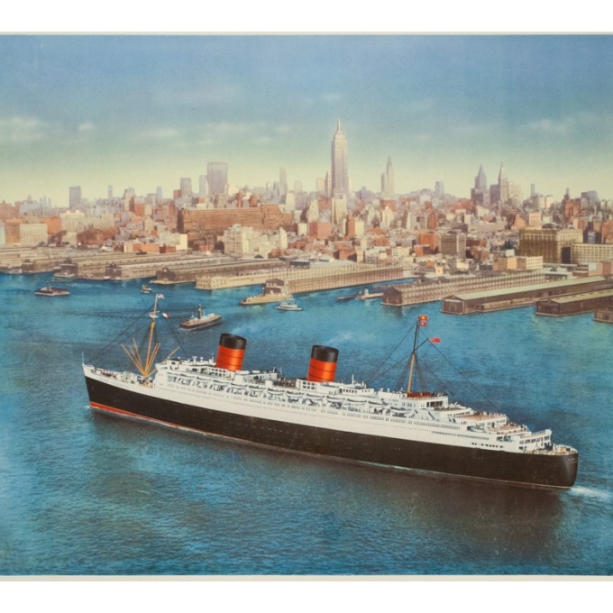 Vintage travel poster - anonyme - ca 1950 - Cunard-Etats-Unis- Canada - 47.2 by 25 inches - view 3