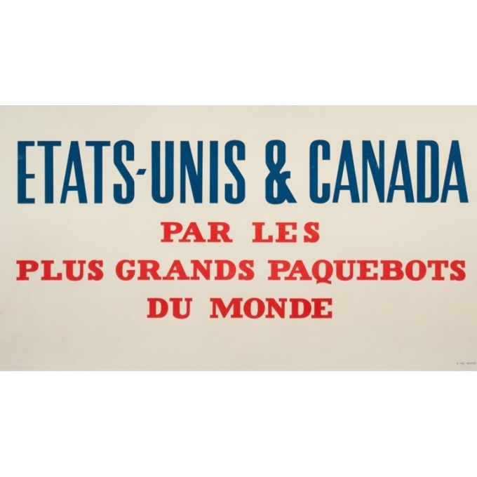 Affiche ancienne de voyage - anonyme - 1950- Cunard Etats-Unis Canada - 120 par 63.5 cm - vue 4 Affiche ancienne de voyage - anonyme - 1950- Cunard Etats-Unis Canada - 120 par 63.5 cm - vue 4