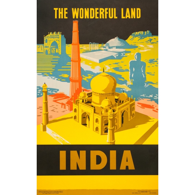 Vintage travel poster - anonyme - 1958 - The wondurfull land - India - 64 by 39.2 inches