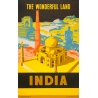 Affiche ancienne de voyage - anonyme - 1958- The wondurfull land - India - 162.5 par 99.5 cm