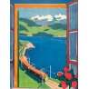 Affiche ancienne de voyage - Hans jegerlehner - 1950- Switzerland-Suisse-Bergwald - 99.5 par 64 cm - Vue 2