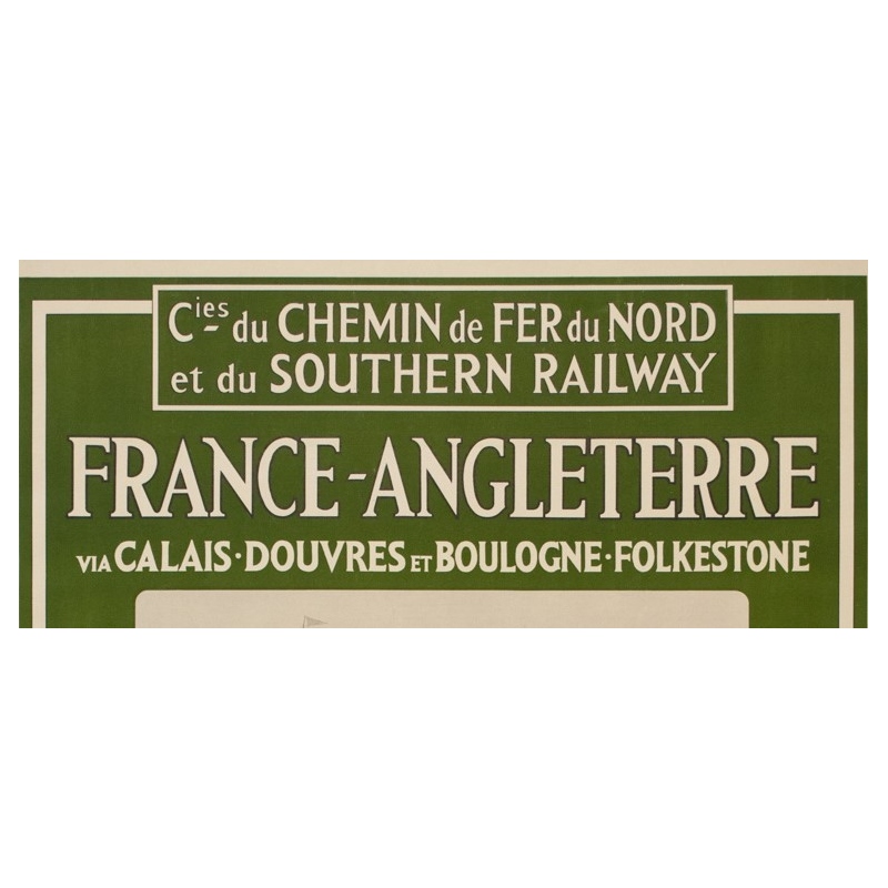 Vintage travel poster - Mc Corquodale - 1926 - France Angleterre via Calaix douvre- - 41.3 by 29.5 inches - view 3