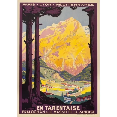 Affiche ancienne de voyage - Roger Soubie - 1925 -  PLM En Tarentaise - 109 par 76 cm