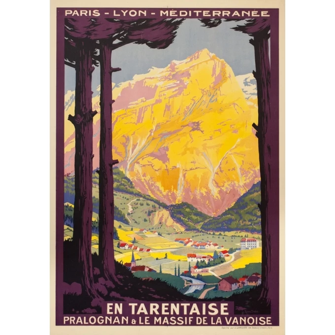 Affiche ancienne de voyage - Roger Soubie - 1925 -  PLM En Tarentaise - 109 par 76 cm