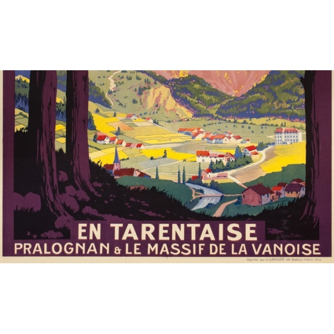 Vintage travel poster - Roger Soubie - 1925 - PLM - En Tarentaise France - 42.9 by 29.9 inches - View 3