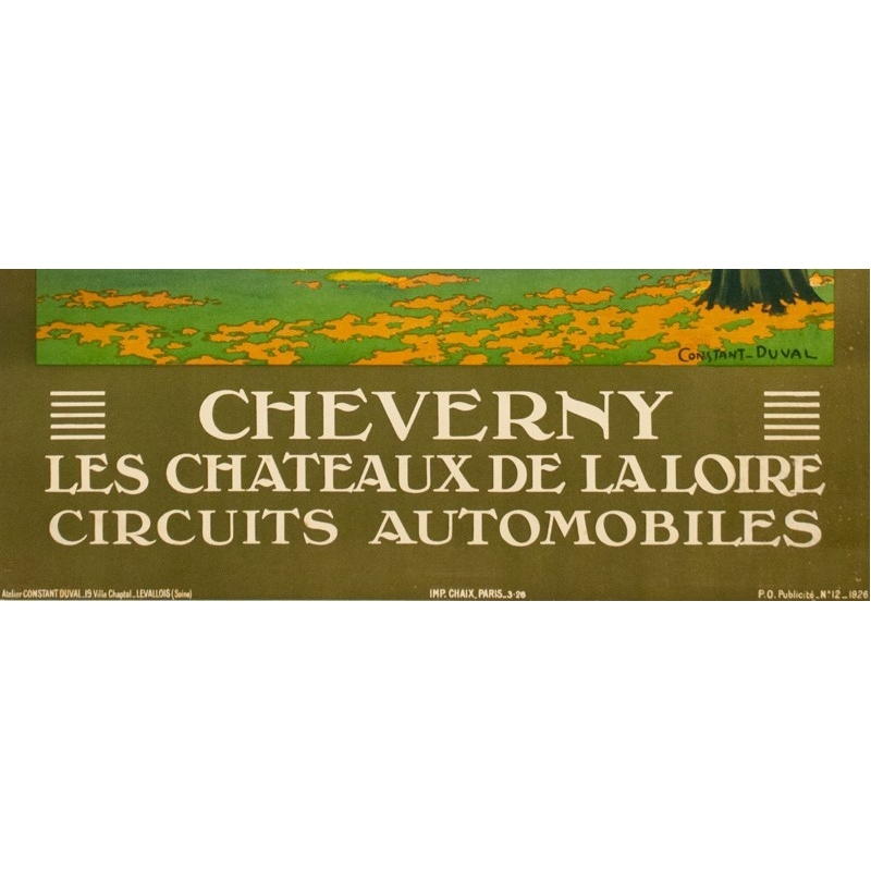 Vintage travel poster - Constant Duval - 1926 - Cheverny-Château de la Loire - 40.7 by 29.1 inches - view 3