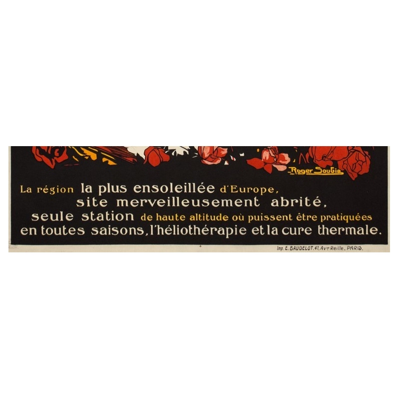 Affiche ancienne de voyage - Roger Soubie - 1930- Escaldes-Pyrénées orientales- 105 par 75 cm - Vue 4
