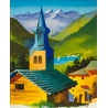 Affiche ancienne de voyage - Nathan - 1958- Visitez les Alpes - 100 par 63 cm - Vue 2