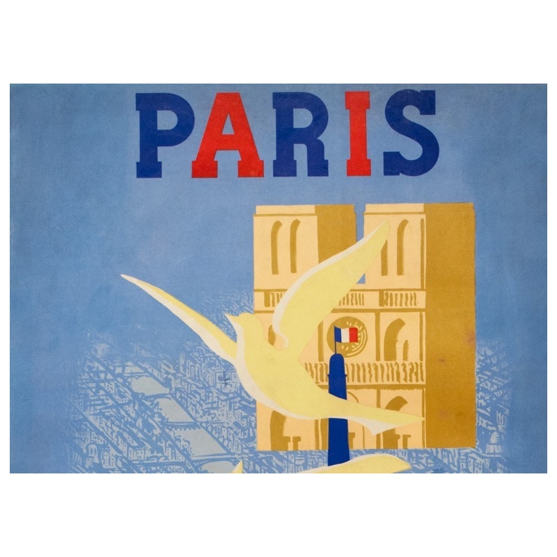Affiche ancienne de voyage - Paul Colin - 1946 - Paris - 98 par 61 cm - 2