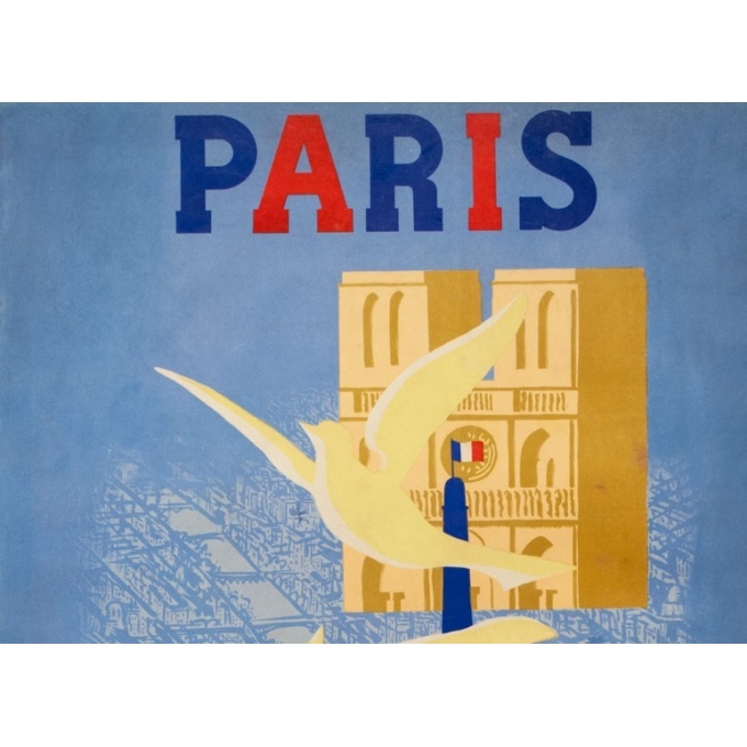 Vintage travel poster - Paul Colin - 1946 - Paris-  - 38.6 by 24 inches - 2