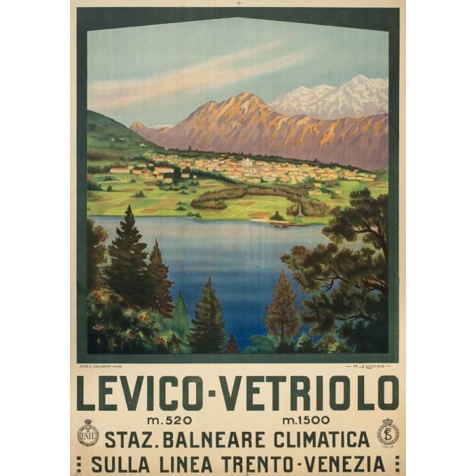 Affiche ancienne de voyage - M.Cussino - 1920 - Levico-Vertriolo-Italia-Italie - 98 par 69 cm